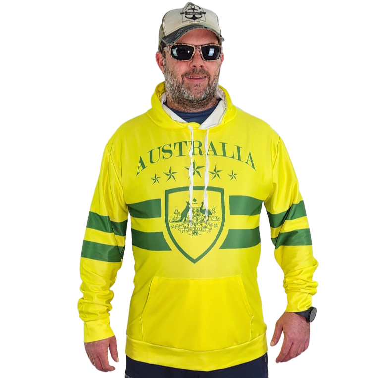 Green and Gold Australia Hoodie Guts Fishing Apparel