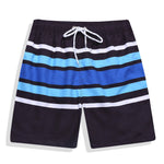 Men's blue strip swim shorts.
