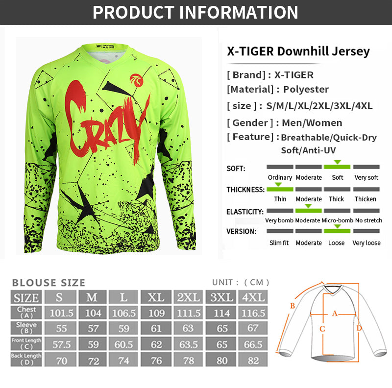 size measurements for mountain bike jersey.