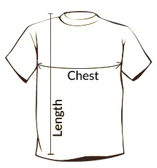 How to measure a man's t-shirt diagramme.