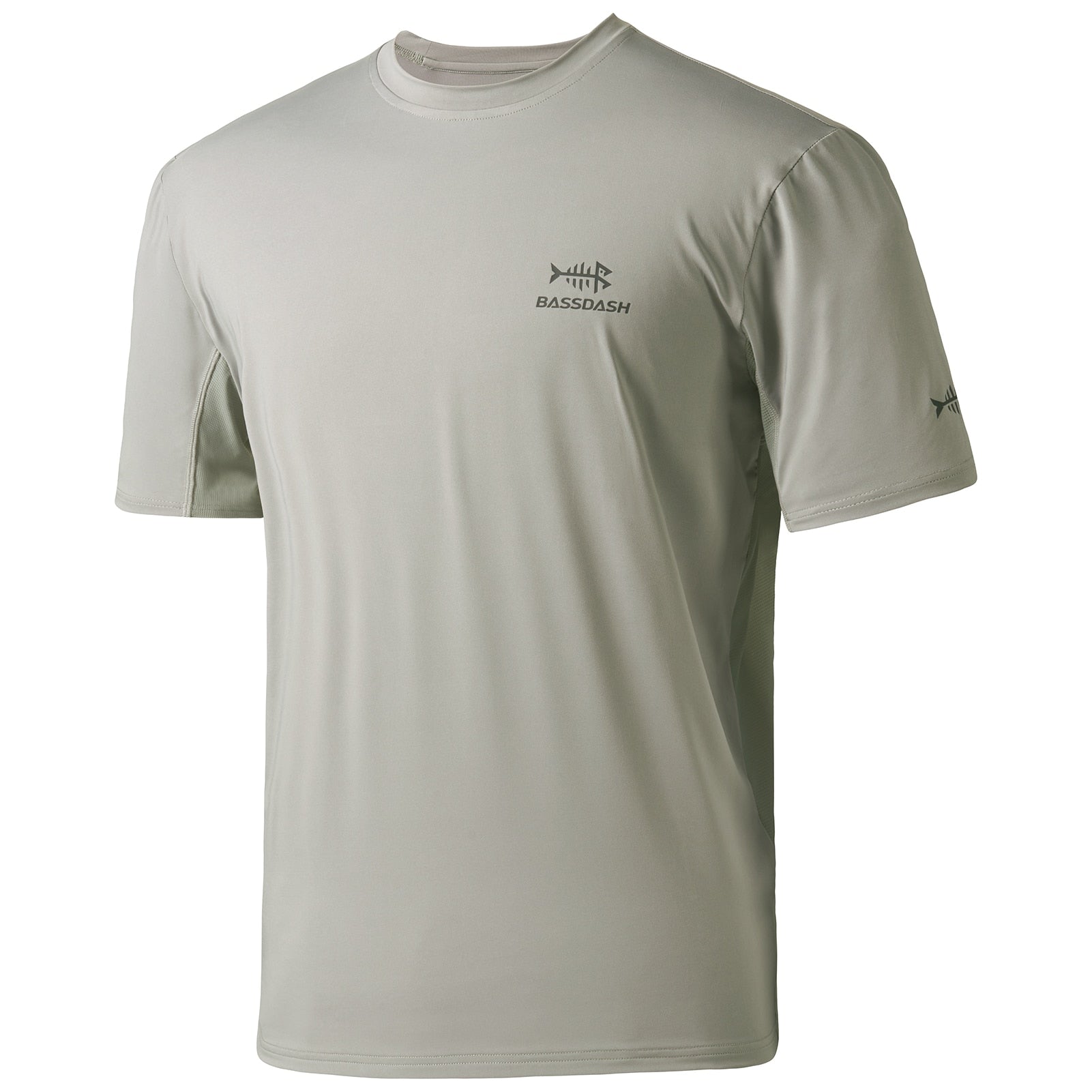 Men's ash grey short sleeve Bassdash branded t-shirt.