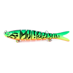 Green, black stripe and orange realistic fishing lure.