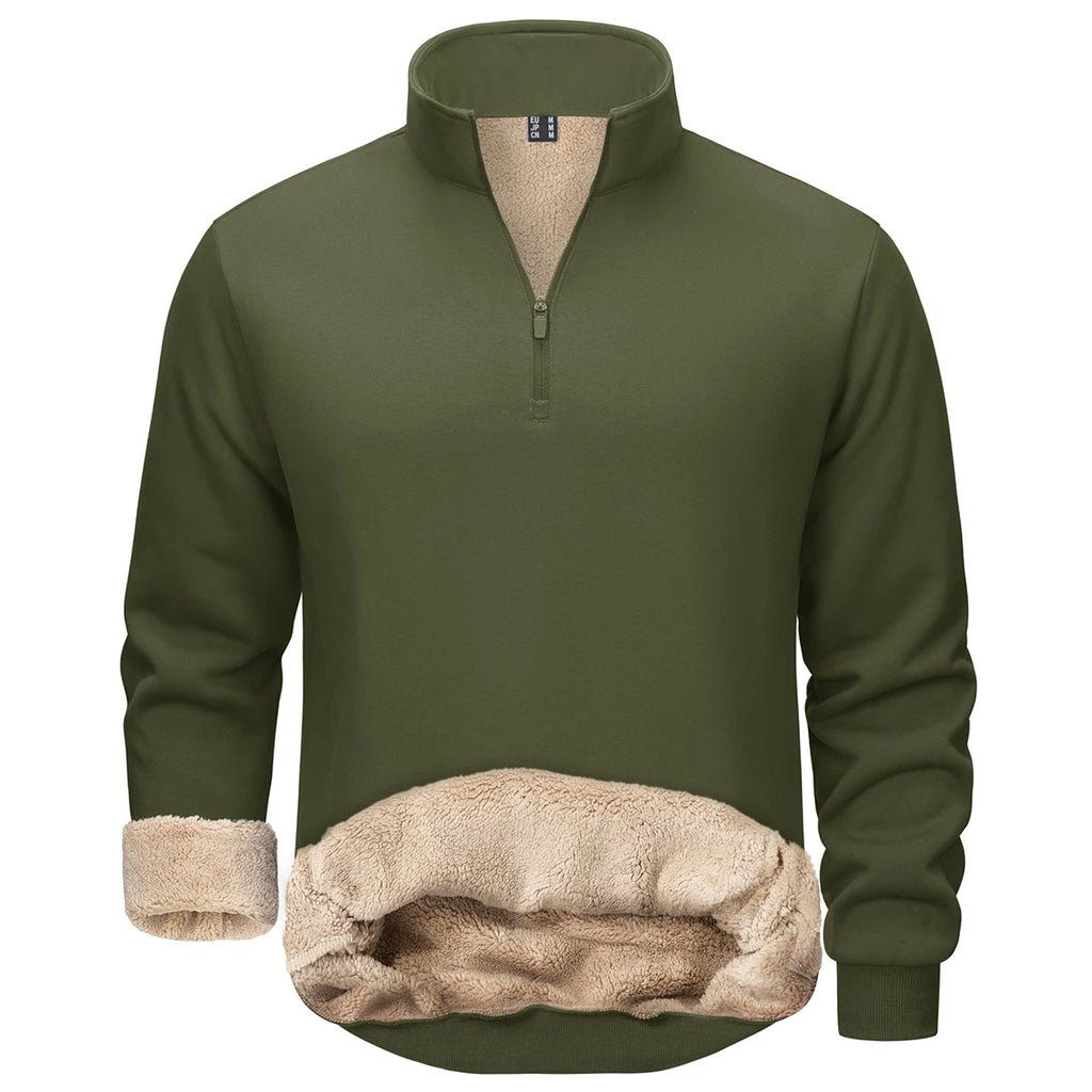Men's sherpa fleece jumper in green. 