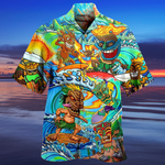 Men's tiki themed button-up shirt for sale in Australia by Guts Fishing Apparel.