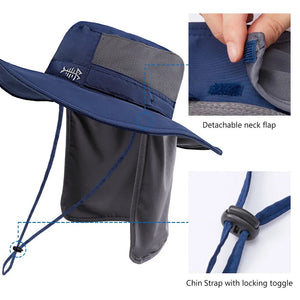 The flap on the back of this hat can be removed. 