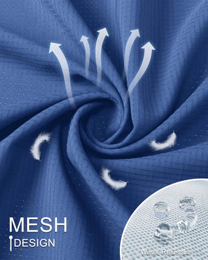 Blue fishing shirt with breathable mesh design.