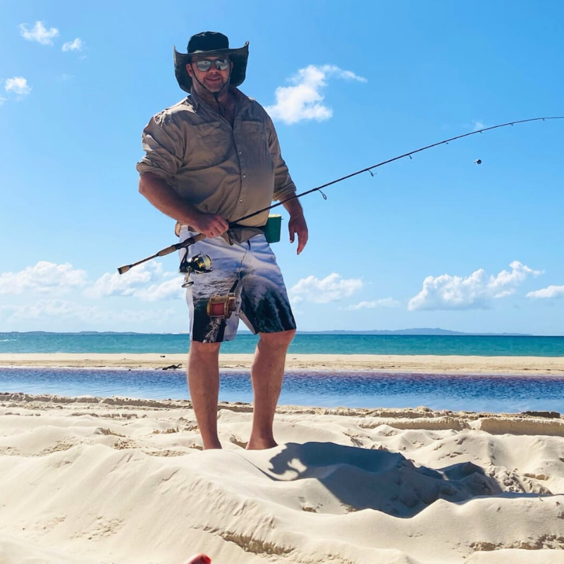 3D Fishing Shorts White Wash