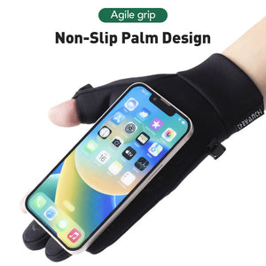 Mobile phone on a pair of non-slip gloves.