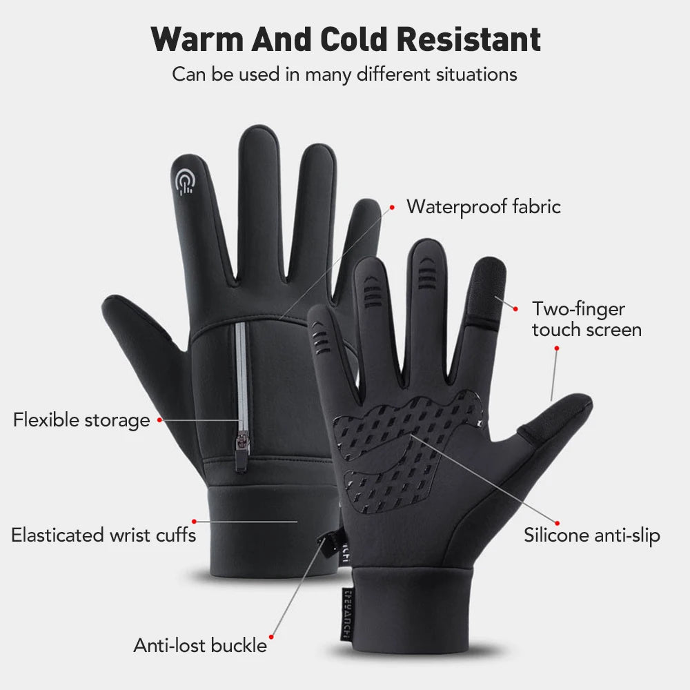 Men's warm waterproof fleece lined gloves.