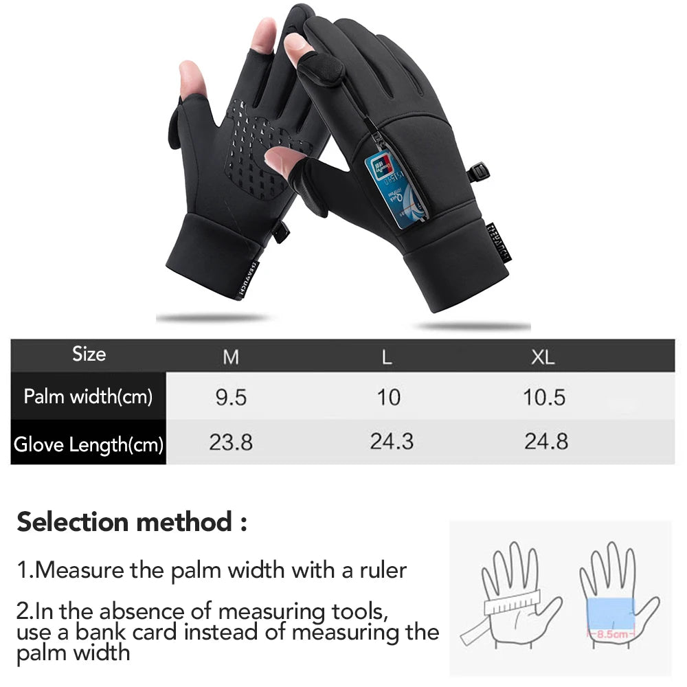 Men's gloves size chart and measurements. 