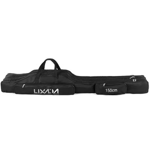 Black fishing bag on a white background.