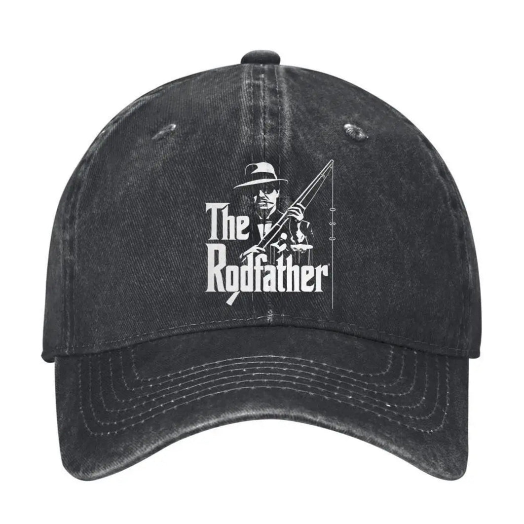 Black cap with 'The Rodfather' logo on a white background