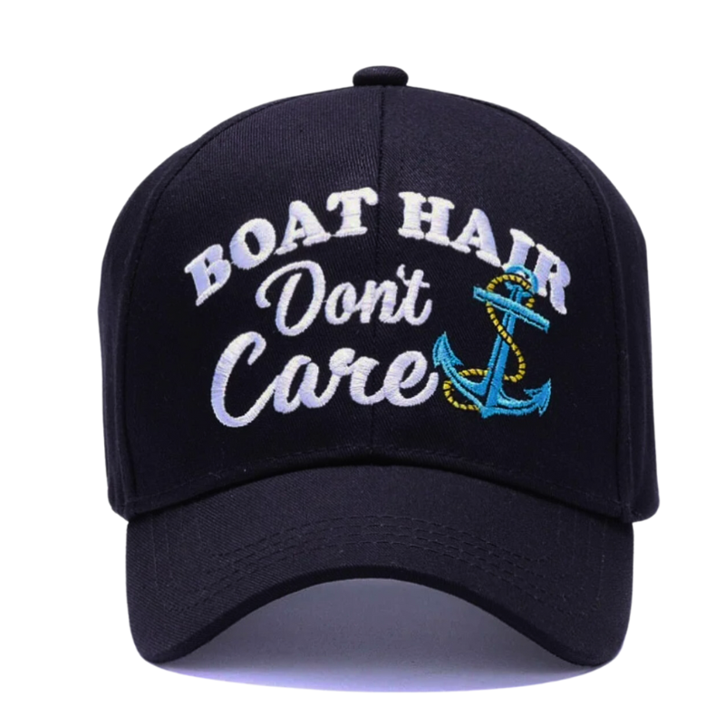 Ladies boat hair don't care ponytail visor cap in black.