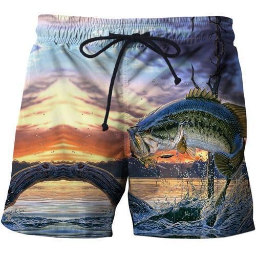 3D Fishing Shorts Sunset