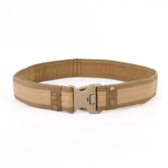 Khaki army belt with quick release buckle. 