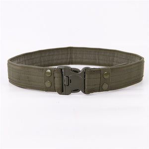 Green army belt with quick release buckle.