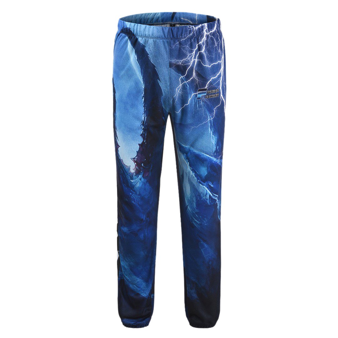 Blue fishing pants, long, lightweight and breathable. 