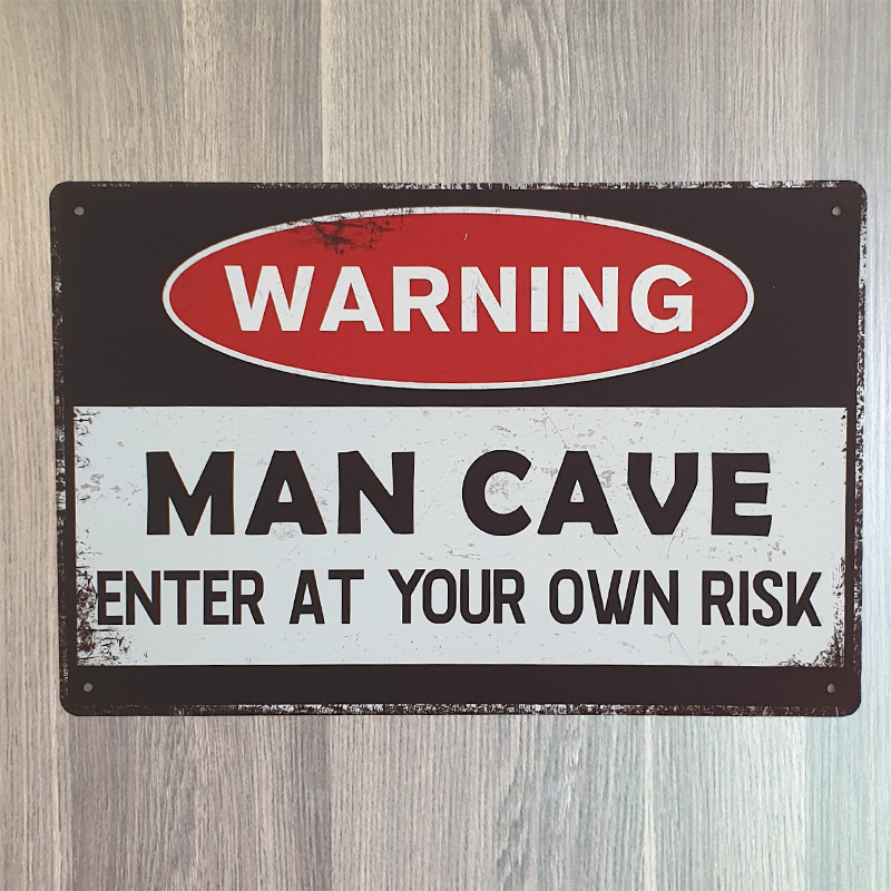 Buy Man Cave Warning Tin Metal Sign Warning Man Cave Enter At Own Risk Tin Sign Guts Fishing Apparel Australia