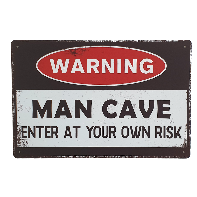 Buy Man Cave Warning Tin Metal Sign Warning Man Cave Enter At Own Risk Tin Sign Guts Fishing Apparel Australia