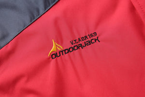 V.A. AOR 169 Outdoor Jack logo on men's red jacket.