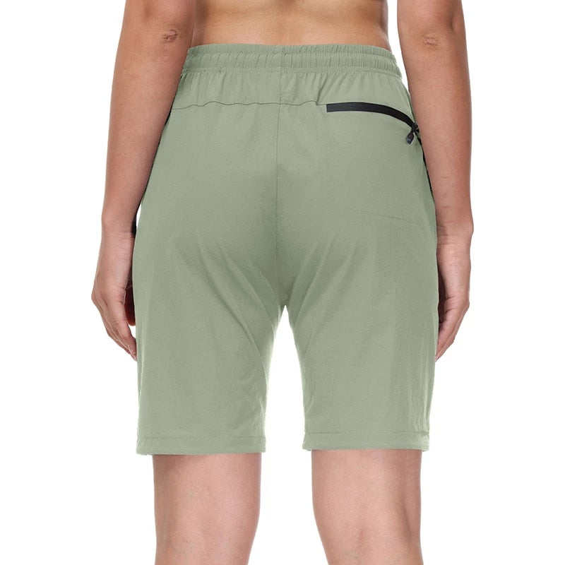 Women’s quick drying zip-pocket shorts. Perfect for all kinds of active outdoor adventures. 