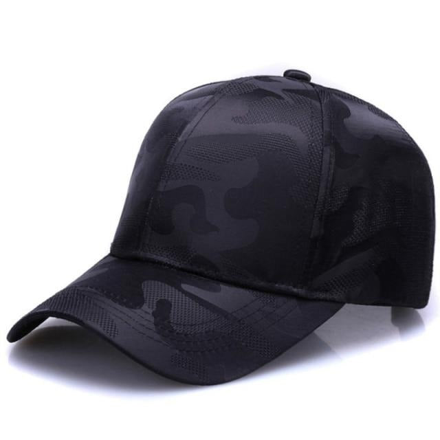 Black Camoflaguge cap. Metallic finish, fashion style army caps for men. 