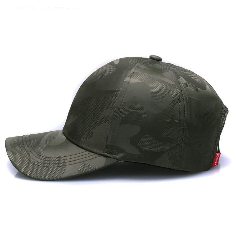 Stylish military style army cap for men. Green camo design. 