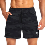 Black Camo Zip-Pocket Shorts