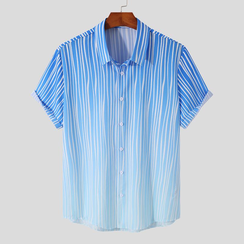 Blue Strip Beach Shirt | Short Sleeve Button Up – Guts Fishing Apparel