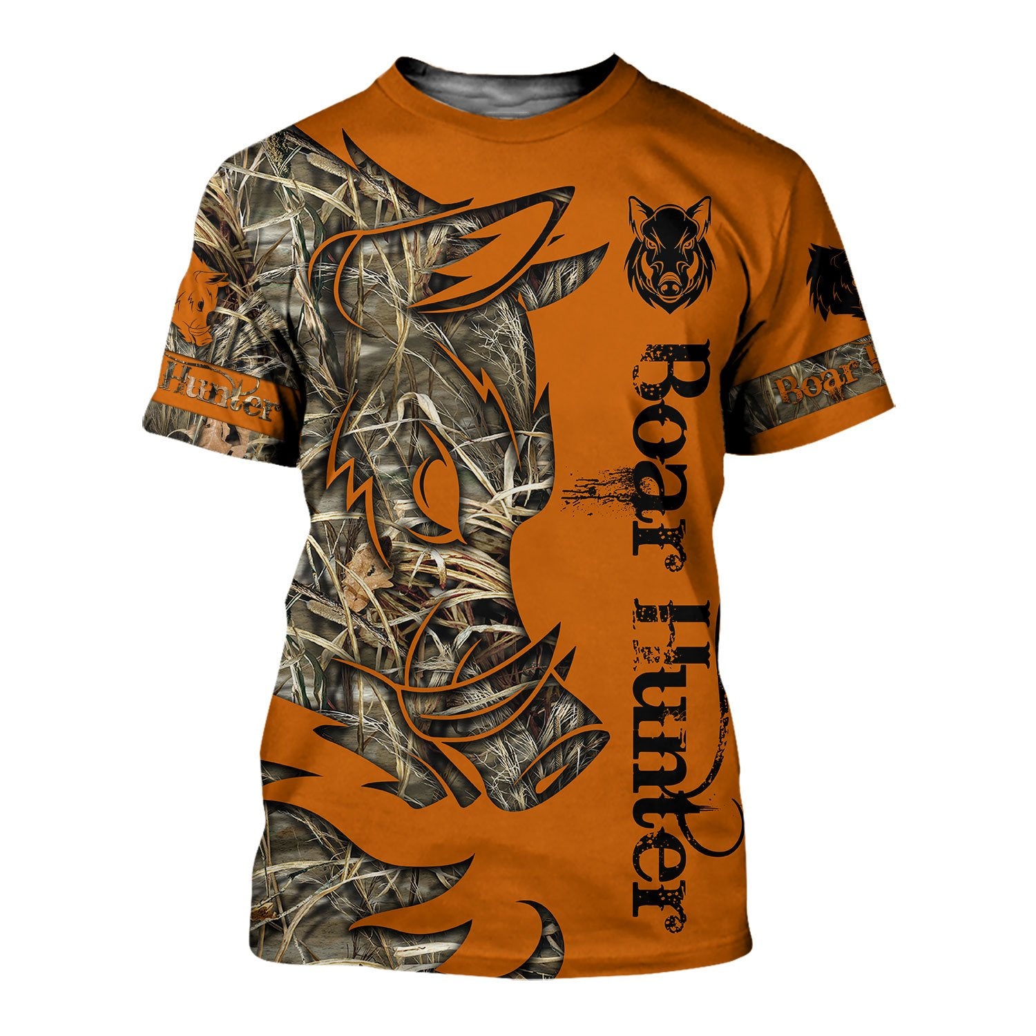 Buy a men's boar hunting t-shirt. Orange, camo and black.