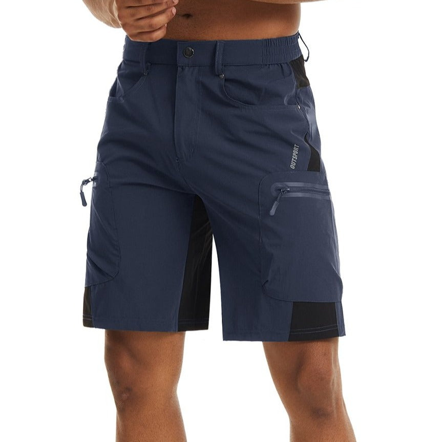 Men's stretchy navy shorts made from lightweight quick drying fabric .