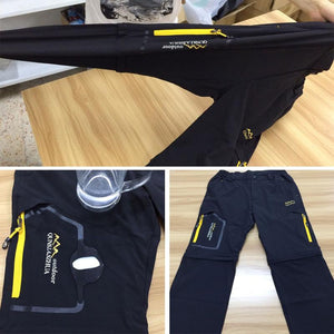 Men's quick drying and water repellent hiking pants with removable legs.