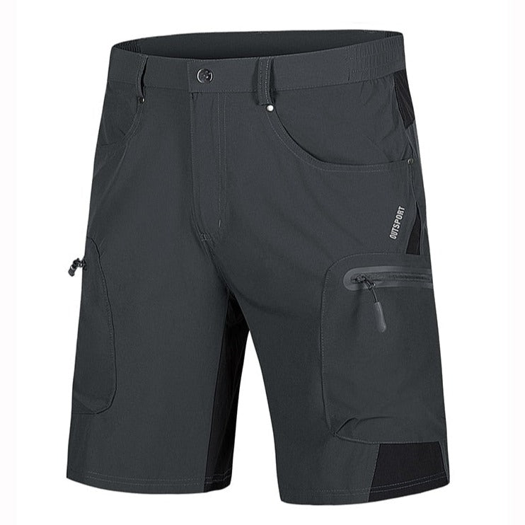 Grey quick drying shorts for men. Zip pockets and lightweight material.