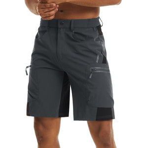 Men's lightweight shorts for hiking, grey with multiple zip pockets. 