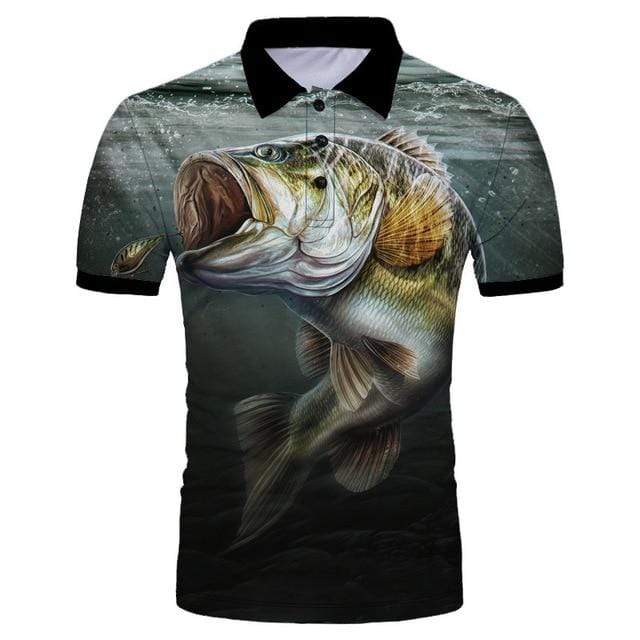 Guts Fishing Apparel  Fishing Shirt M Big Bite Polo Shirt