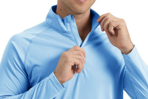 Men's shirt with a zip collar.