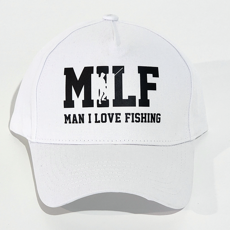 White MILF cap. Buy the Man I Like Fishing Cap from Guts Fishing Apparel.