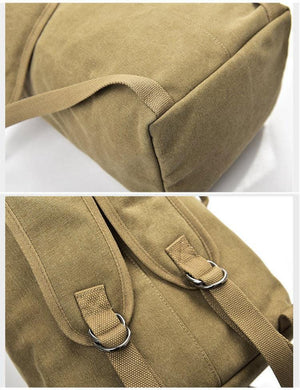 This canvas rucksack has adjustable backpack straps. 