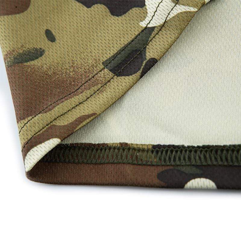 Image of the Quick dry camo shirt moisture wicking material. 