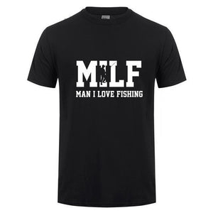 Funny Fishing T-shirt - The MILF T-shirt - Man I Love Fishing - black and white