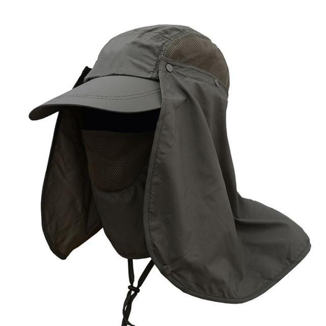 UV protection cap with removable face and neck flaps. 