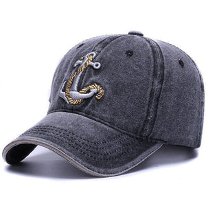 The black Washed Anchor fishing and boating cap now available at Guts Fishing Apparel.