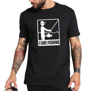 Guts Fishing Apparel - The Happy Fisherman T-shirt in black - I Like Fishing Slogan