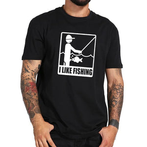 Guts Fishing Apparel - The Happy Fisherman T-shirt in black - I Like Fishing Slogan