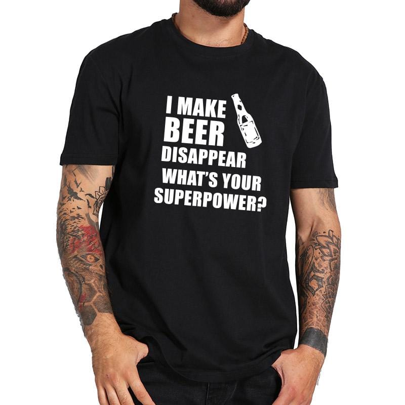 I make beer disappear t-shirt in black.