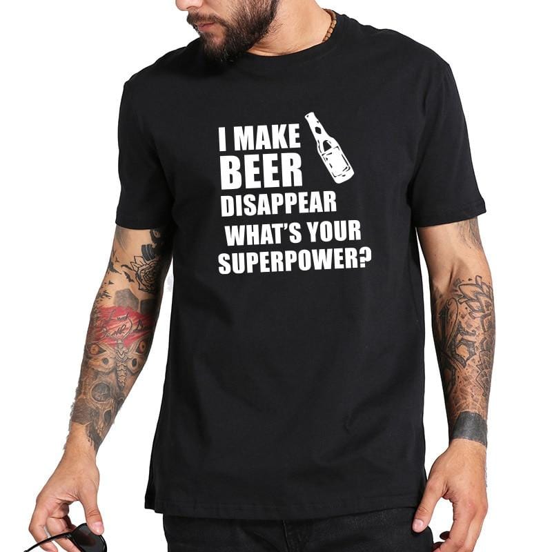 Men's I make beer disappear t-shirt in black.