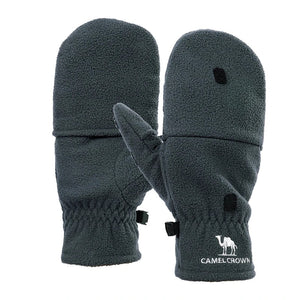 Warm grey mittens with removable finger section.