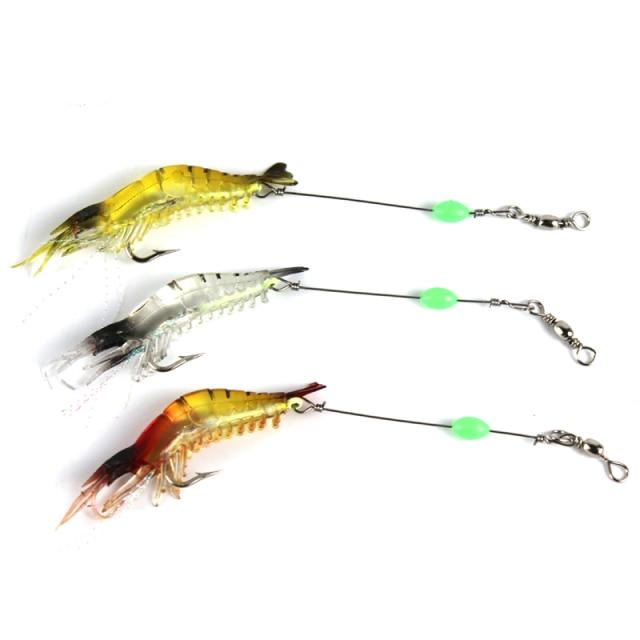 Buy soft plastic shrimp and prawn lures. Yellow, clear and red included in a 3 pack.