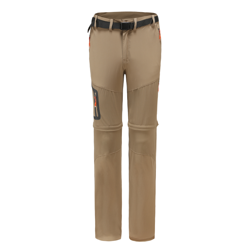 Zip off leg pants for hiking and outdoor activity. Women's khaki pants with zip pockets.