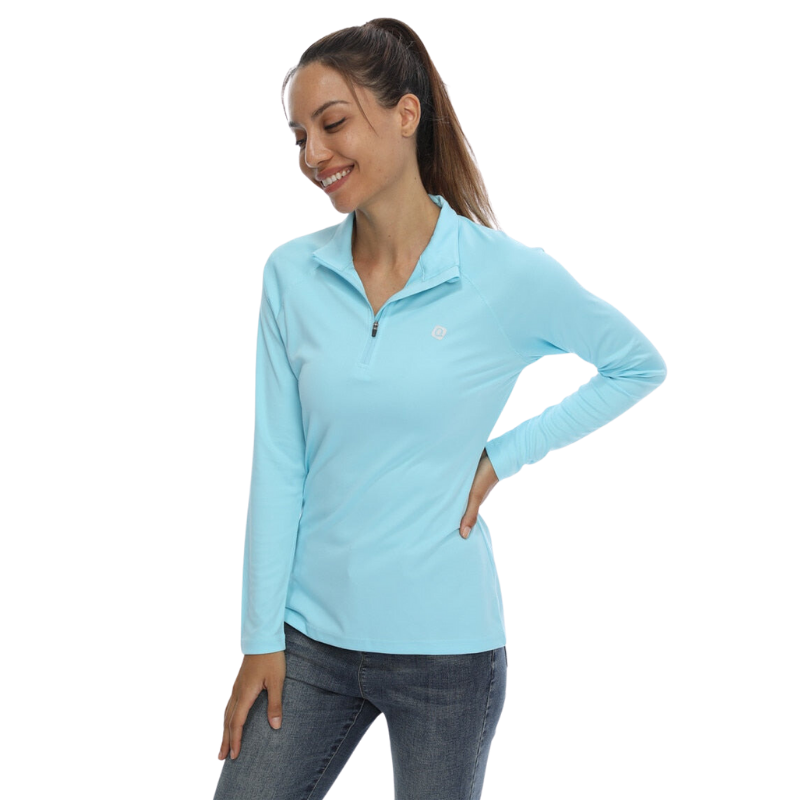 Women's Long Sleeve Zip-Up Polo Bodysuit - Women's Polo Shirts